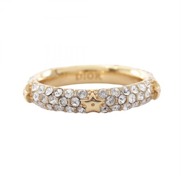 Christian Dior Star Ring #6 US size Gold Plated Rhinestones Used