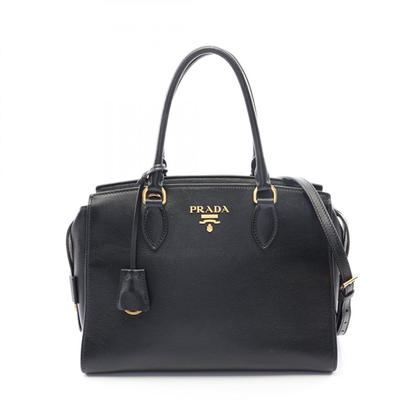 PRADA shoulder crossbody Handbag leather Black Used Women