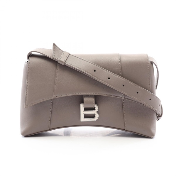 BALENCIAGA DOWNTOWN crossbody XS Shoulder Bag leather Gray Used Women
