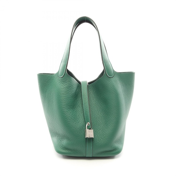 HERMES Picotin Lock MM Tote Handbag 060991CK Clemence leather Green Used W SHW