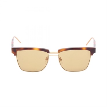 GUCCI Sherry Line Tortoiseshell Pattern Browline Sunglasses Plastic Brown Used