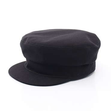 HERMES Giulietta Seashell Casquette Cap Hat cotton Black Used Women #57