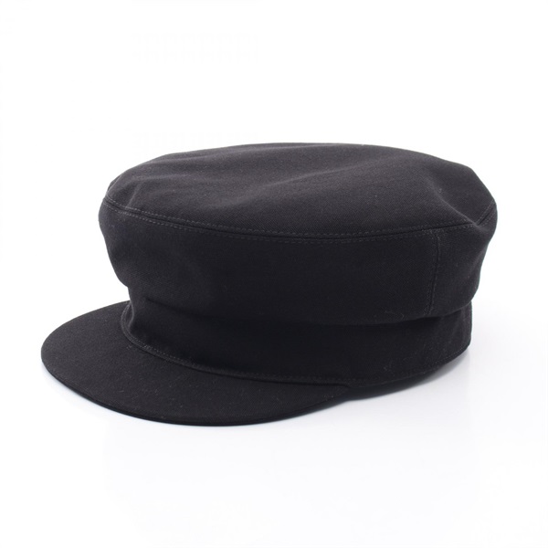 HERMES Giulietta Seashell Casquette Cap Hat cotton Black Used Women #57
