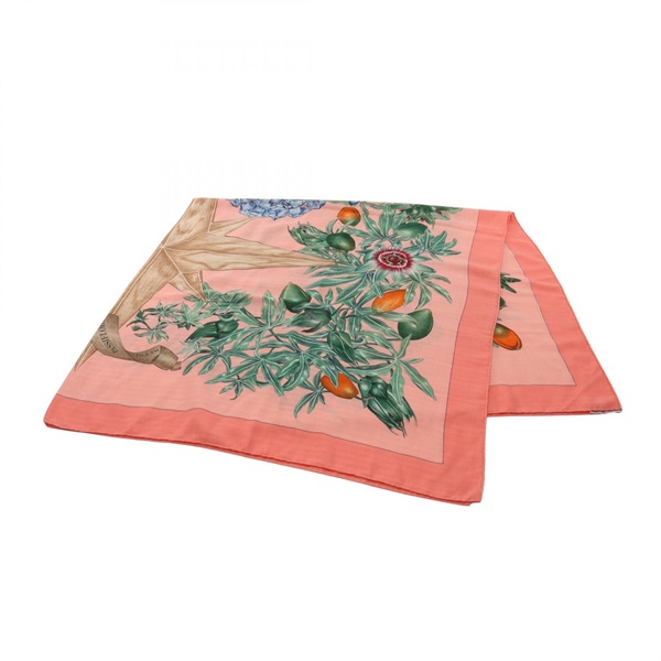 HERMES Carré Géant 140 Passiflores Scarf Silk cashmere Pink Multicolor Used