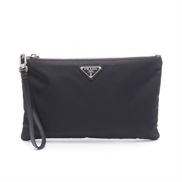 PRADA Triangle logo business clutch bag pouch 2NH0062DMHF0002 Nylon leather BK