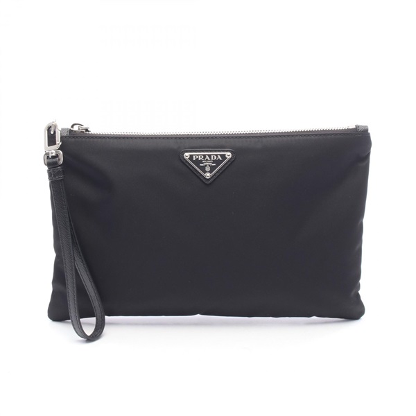 PRADA Triangle logo business clutch bag pouch 2NH0062DMHF0002 Nylon leather BK