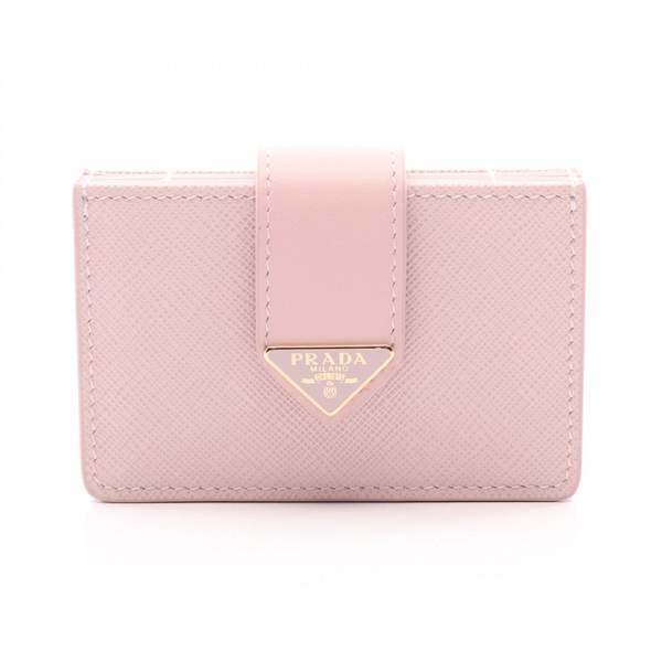 PRADA SAFFIANO TAB Card Case holder 1MC2112DYGF0E18 leather Pink preowned