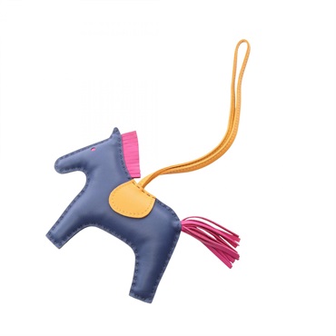 HERMES Rodeo MM charm Agneau milo leather Blue Pink Yellow used A Women