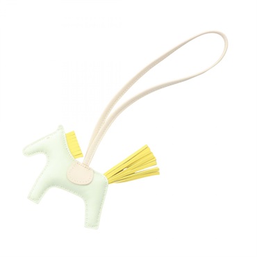 HERMES Rodeo PM charm Agneau milo leather Green Yellow Beige Used Women B