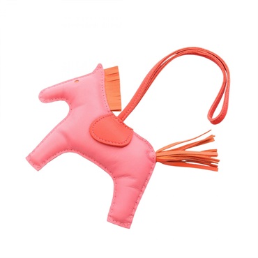 HERMES Rodeo MM charm Agneau milo leather Pink Red Orange Rose azalee Use