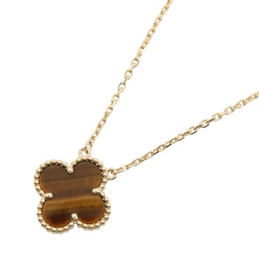 Van Cleef Arpels Vintage Alhambra Necklace 18KYG Gold Taiga Eye Used women