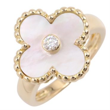 Van Cleef Arpels Vintage Alhambra Ring 18KYG Gold Mother of pearl Used #50