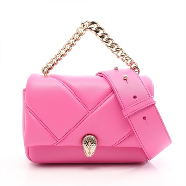 BVLGARI Serpenti Cabochon Shoulder Crossbody Handbag leather Pink Used Women