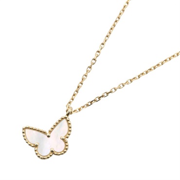 Van Cleef Arpels Sweet Alhambra Papillon Necklace 18KYG Gold Mother of pearl