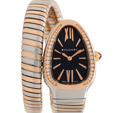 BVLGARI Serpenti Tubogas Diamond Bezel Wrist Watch SP35SPG Quartz 18KRG SS Women