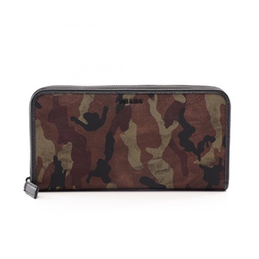 PRADA TESSUTO ST.CAMO Camouflage Around long wallet purse Nylon Saffiano leather
