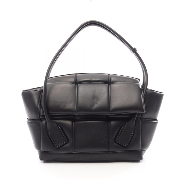 BOTTEGA VENETA Arco Maxi Intrecciato Large Tote Handbag leather Black Used Women