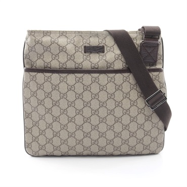 GUCCI GG Supreme Shoulder Bag 141626 PVC coated canvas leather Beige Brown Used