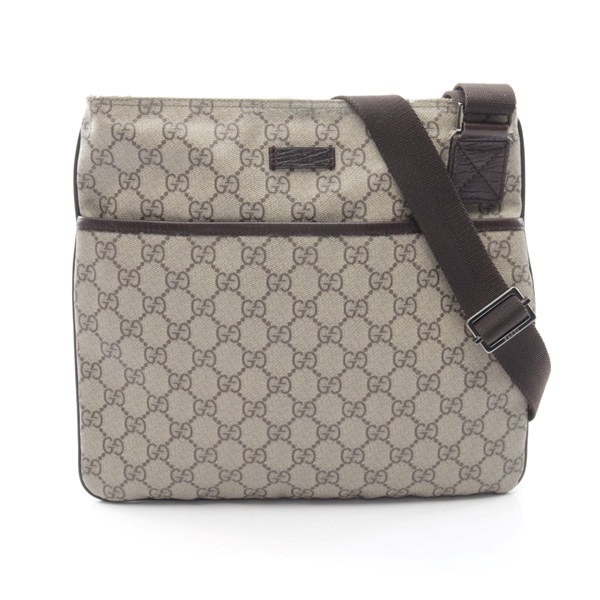 GUCCI GG Supreme Shoulder Bag 141626 PVC coated canvas leather Beige Brown Used