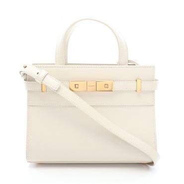 SAINT LAURENT PARIS Manhattan Shoulder Crossbody Handbag leather Beige Used