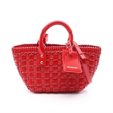 BALENCIAGA BISTRO XS Bistro Basket crossbody Tote Bag 671342 patent leather red