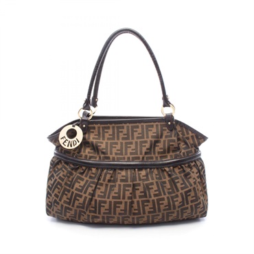 FENDI Chef zucca Shoulder Bag 8BH186 canvas leather Brown Used Women