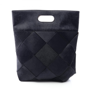 BOTTEGA VENETA Maxi Intrecciato Tote Handbag leather Black Used Women