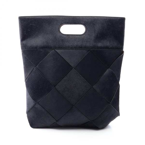 BOTTEGA VENETA Maxi Intrecciato Tote Handbag leather Black Used Women