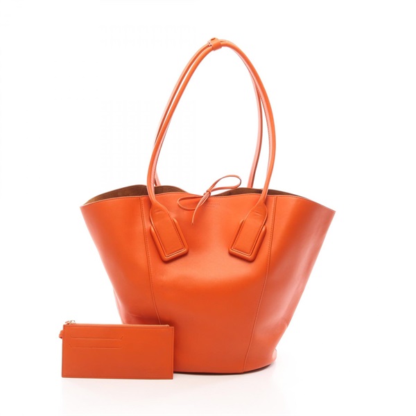 BOTTEGA VENETA Basket large Tote Shoulder Bag leather Orange Used Women