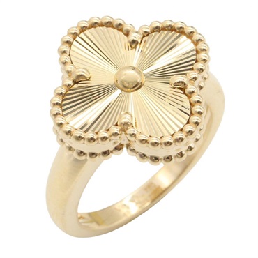 Van Cleef Arpels Vintage Alhambra Guilloche Ring 18KYG Used Women US #4.25 #48