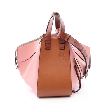 LOEWE Hammock Small Shoulder Crossbody Handbag leather Pink Brown Used Women