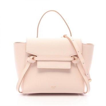 CELINE BELT BAG NANO Shoulder Crossbody Tote Handbag leather Pink Used Women