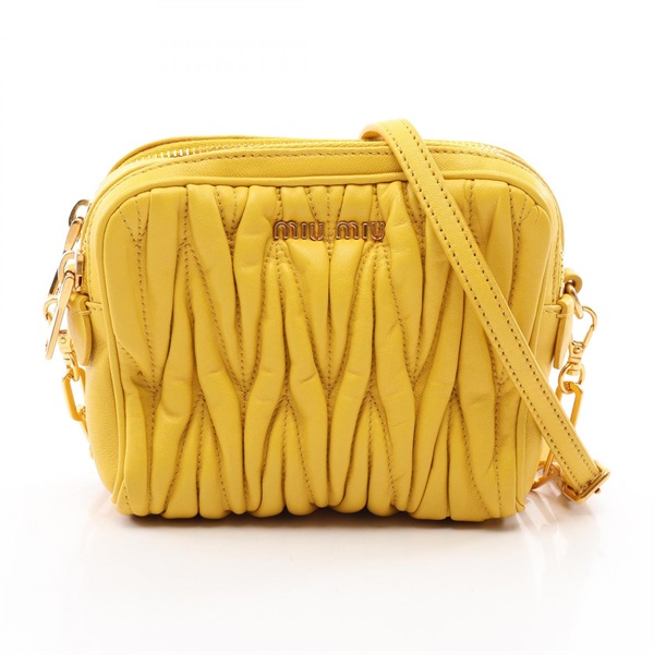 Miu Miu MATELASSE Shoulder Crossbody Bag leather Yellow Used Women