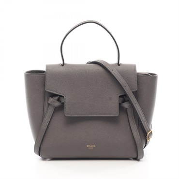 CELINE BELT BAG NANO Shoulder Crossbody Handbag leather Gray Used Women