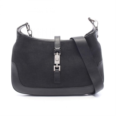 GUCCI Jackie Shoulder Crossbody Bag 0014264 canvas leather Black Used Women GG