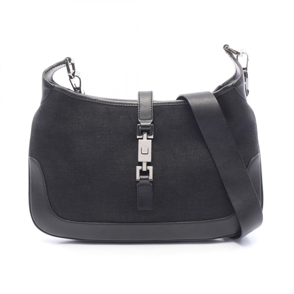 GUCCI Jackie Shoulder Crossbody Bag 0014264 canvas leather Black Used Women GG