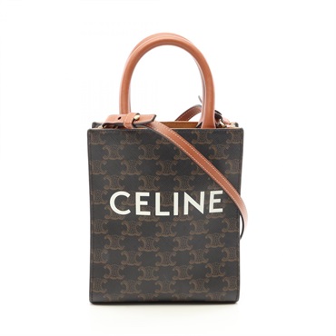 CELINE Mini Vertical Cabas Triomphe Crossbody Handbag canvas leather Black Used