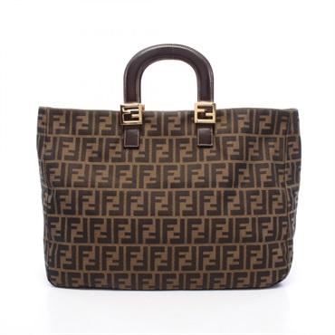 FENDI Zucca Tote Handbag 26329 canvas leather Brown Used Women
