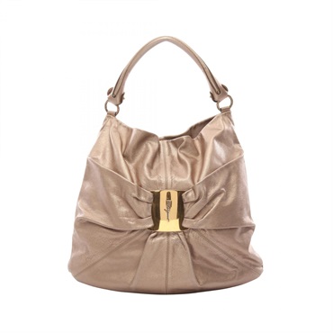 Salvatore Ferragamo Vara ribbon Shoulder handbag 21 B618 leather Gold Used Women