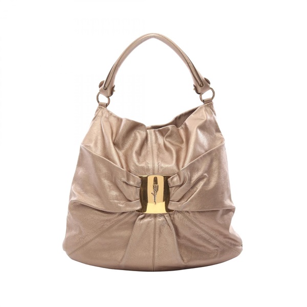 Salvatore Ferragamo Vara ribbon Shoulder handbag 21 B618 leather Gold Used Women