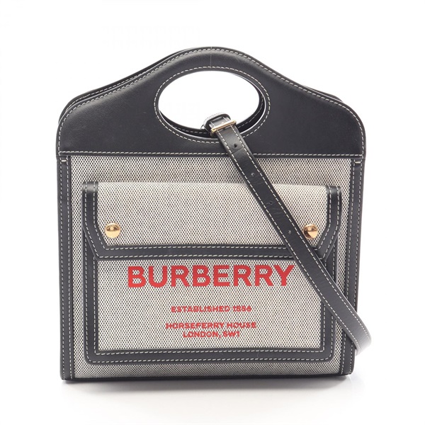 BURBERRY Mini Pocket Shoulder Crossbody Handbag 8036814 canvas leather Gray Used