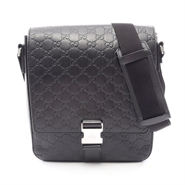 GUCCI Guccisima Shoulder Crossbody Bag 406368 leather Black Used unisex GG