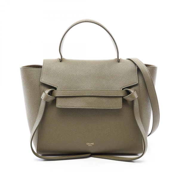 CELINE BELT BAG MICRO Shoulder Crossbody Handbag leather Khaki Used Women