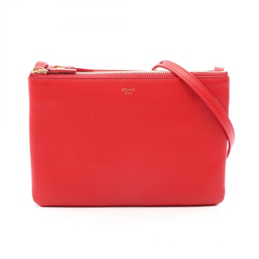 CELINE TRIO SMALL Trio Small Shoulder Crossbody Bag leather Red Used Women