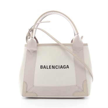 BALENCIAGA Navy Cabas XS shoulder crossbody Handbag 390346 canvas leather Used