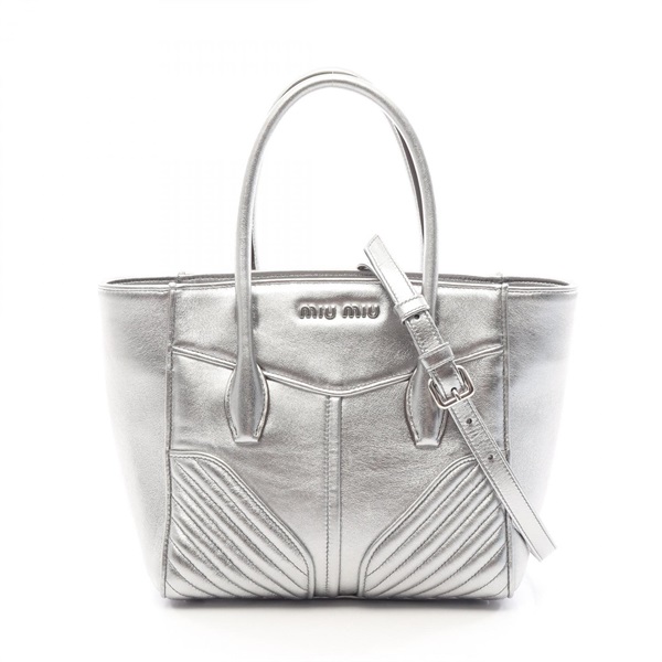 Miu Miu NAPPA BIKER Shoulder Crossbody Handbag leather Silver Used Women