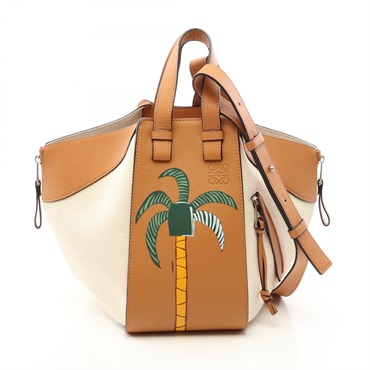 LOEWE KEN PRICE HAMMOCK SMALL shoulder Handbag leather canvas camel Used Women