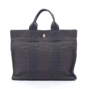 HERMES Herline PM Hand Tote Bag Nylon canvas Gray Used Women SHW
