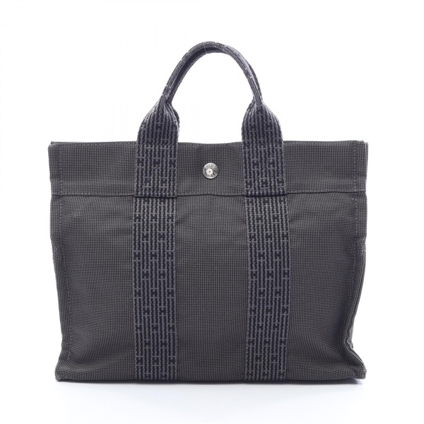 HERMES Herline PM Hand Tote Bag Nylon canvas Gray Used Women SHW