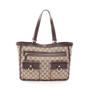 GUCCI Abbey GG canvas Tote Shoulder Handbag 146247 canvas leather Beige Used